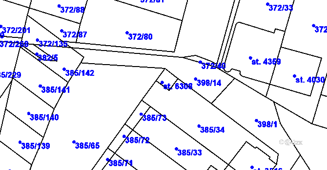 Parcela st. 385/75 v KÚ Břeclav, Katastrální mapa
