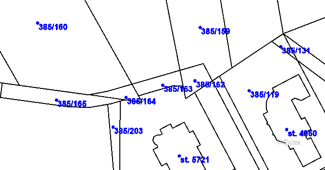 Parcela st. 385/163 v KÚ Břeclav, Katastrální mapa