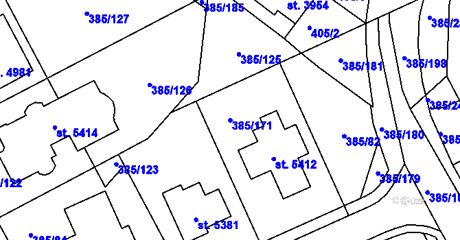 Parcela st. 385/171 v KÚ Břeclav, Katastrální mapa
