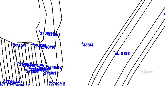 Parcela st. 453/4 v KÚ Břeclav, Katastrální mapa