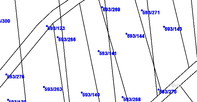 Parcela st. 593/141 v KÚ Břeclav, Katastrální mapa