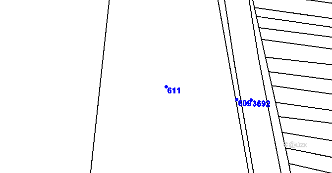 Parcela st. 611 v KÚ Břeclav, Katastrální mapa