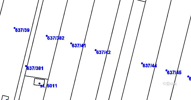 Parcela st. 637/42 v KÚ Břeclav, Katastrální mapa