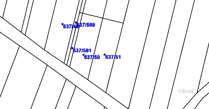 Parcela st. 637/51 v KÚ Břeclav, Katastrální mapa