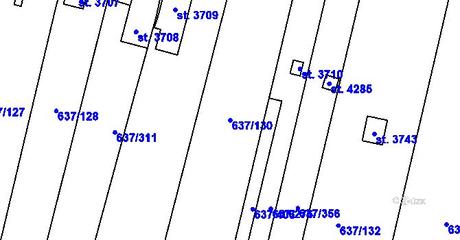Parcela st. 637/130 v KÚ Břeclav, Katastrální mapa