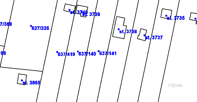 Parcela st. 637/141 v KÚ Břeclav, Katastrální mapa
