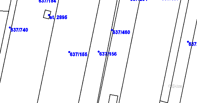 Parcela st. 637/156 v KÚ Břeclav, Katastrální mapa