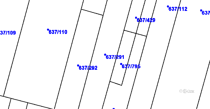 Parcela st. 637/291 v KÚ Břeclav, Katastrální mapa