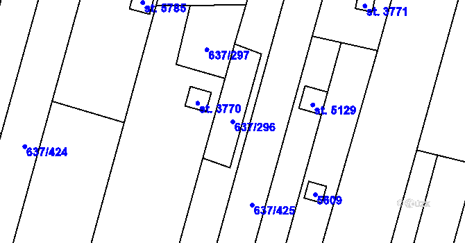 Parcela st. 637/296 v KÚ Břeclav, Katastrální mapa