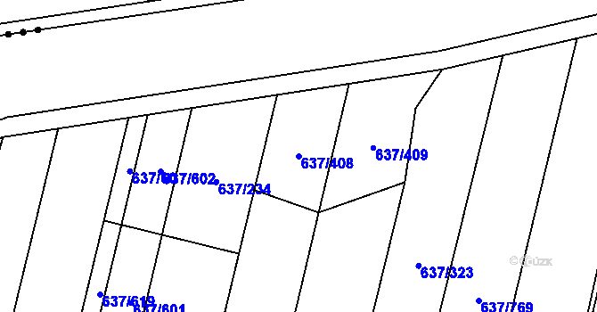 Parcela st. 637/408 v KÚ Břeclav, Katastrální mapa