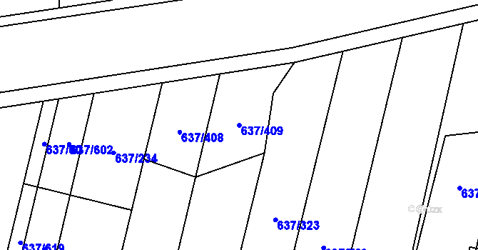 Parcela st. 637/409 v KÚ Břeclav, Katastrální mapa