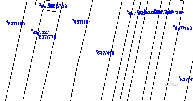 Parcela st. 637/416 v KÚ Břeclav, Katastrální mapa