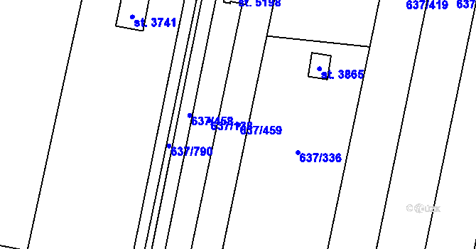 Parcela st. 637/459 v KÚ Břeclav, Katastrální mapa