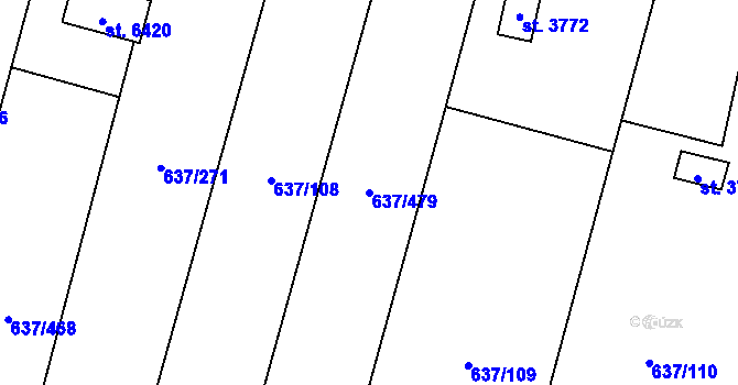 Parcela st. 637/479 v KÚ Břeclav, Katastrální mapa