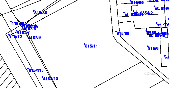 Parcela st. 815/11 v KÚ Břeclav, Katastrální mapa