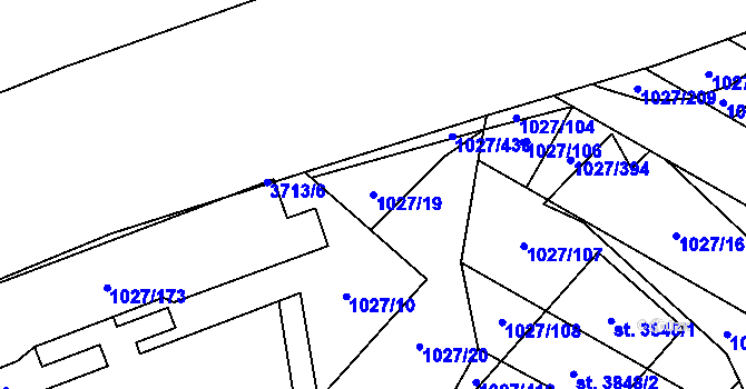 Parcela st. 1027/19 v KÚ Břeclav, Katastrální mapa