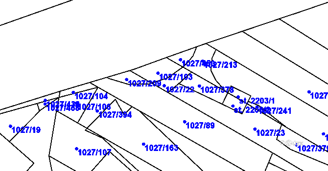 Parcela st. 1027/22 v KÚ Břeclav, Katastrální mapa