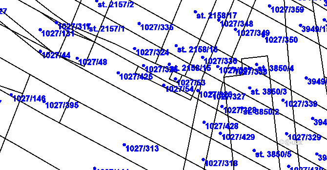 Parcela st. 1027/54 v KÚ Břeclav, Katastrální mapa