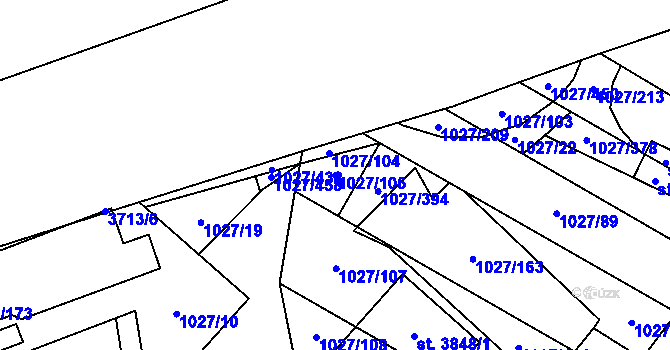 Parcela st. 1027/106 v KÚ Břeclav, Katastrální mapa