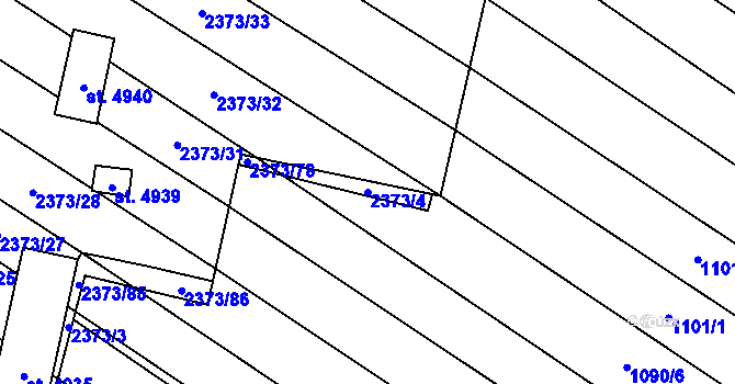 Parcela st. 2373/4 v KÚ Břeclav, Katastrální mapa