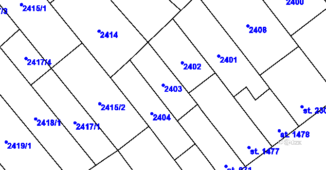 Parcela st. 2403 v KÚ Břeclav, Katastrální mapa