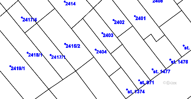 Parcela st. 2404 v KÚ Břeclav, Katastrální mapa