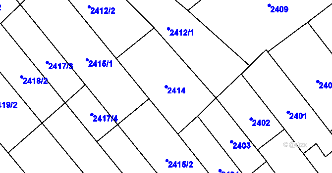 Parcela st. 2414 v KÚ Břeclav, Katastrální mapa
