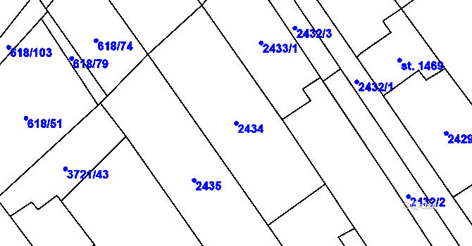 Parcela st. 2434 v KÚ Břeclav, Katastrální mapa