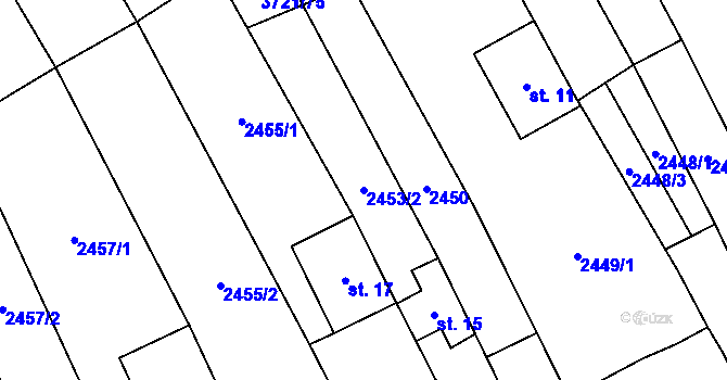 Parcela st. 2453/2 v KÚ Břeclav, Katastrální mapa
