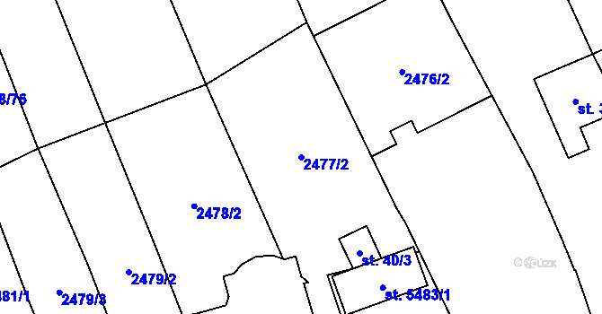 Parcela st. 2477/2 v KÚ Břeclav, Katastrální mapa
