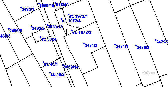 Parcela st. 2481/3 v KÚ Břeclav, Katastrální mapa