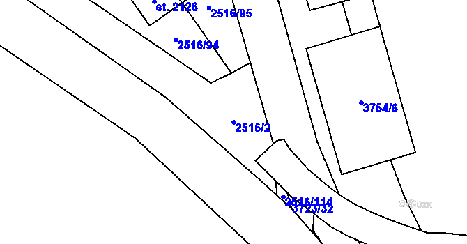 Parcela st. 2516/2 v KÚ Břeclav, Katastrální mapa
