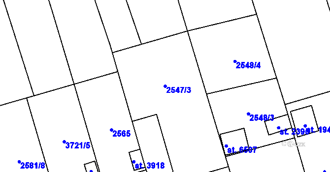 Parcela st. 2547/3 v KÚ Břeclav, Katastrální mapa