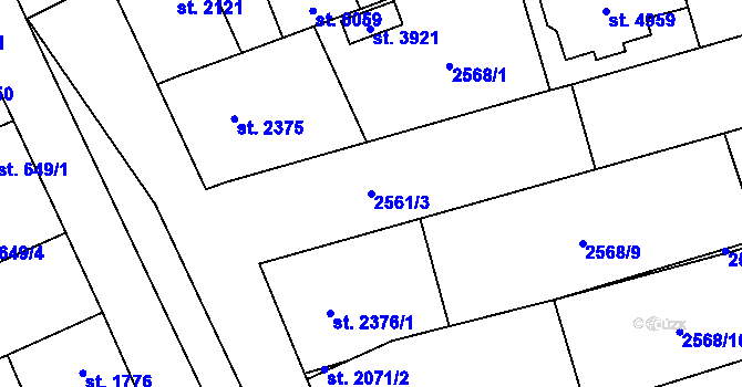 Parcela st. 2561/3 v KÚ Břeclav, Katastrální mapa