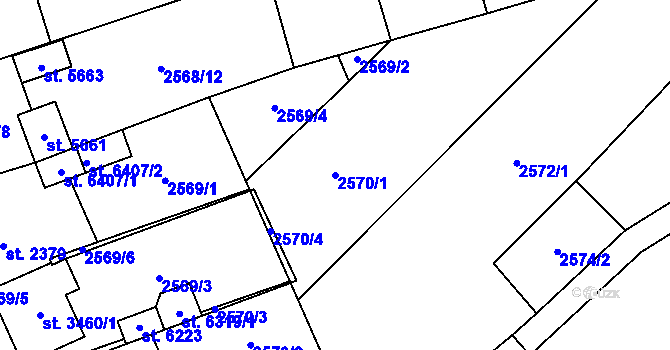 Parcela st. 2570/1 v KÚ Břeclav, Katastrální mapa