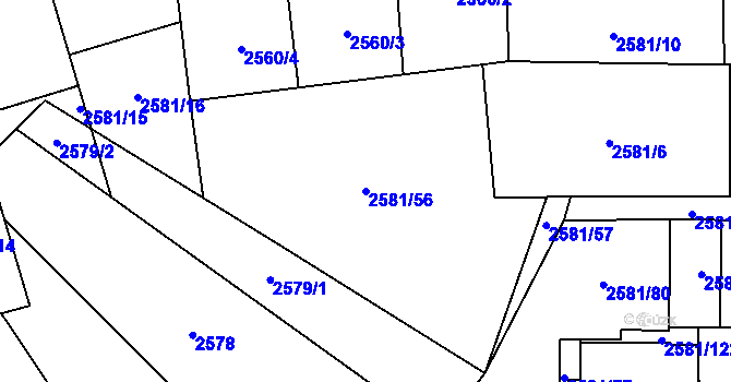Parcela st. 2581/56 v KÚ Břeclav, Katastrální mapa