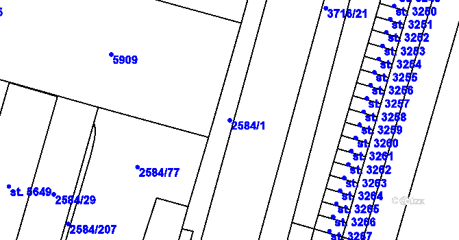 Parcela st. 2584/1 v KÚ Břeclav, Katastrální mapa