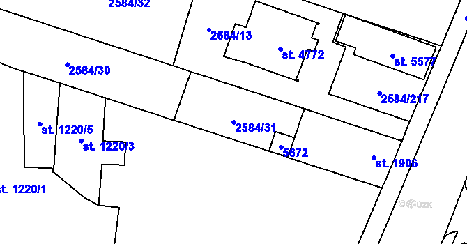 Parcela st. 2584/31 v KÚ Břeclav, Katastrální mapa