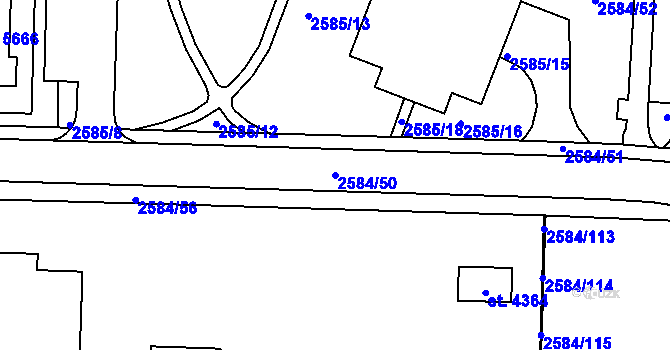 Parcela st. 2584/50 v KÚ Břeclav, Katastrální mapa