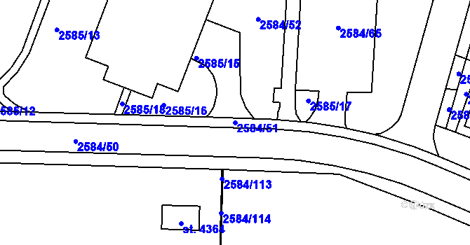 Parcela st. 2584/51 v KÚ Břeclav, Katastrální mapa