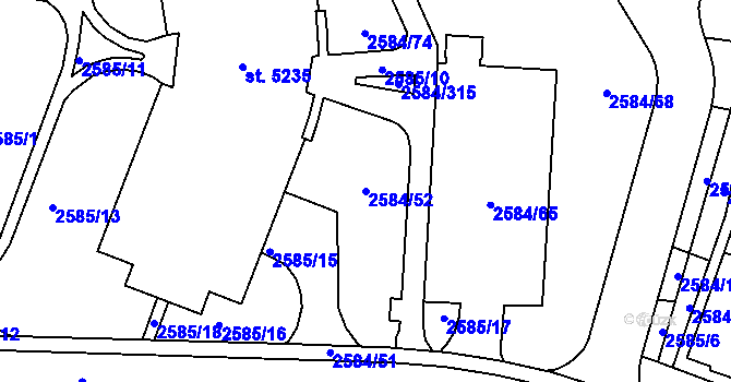 Parcela st. 2584/52 v KÚ Břeclav, Katastrální mapa