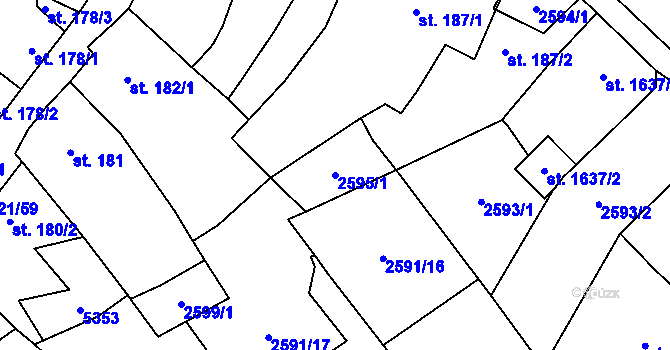 Parcela st. 2595/1 v KÚ Břeclav, Katastrální mapa