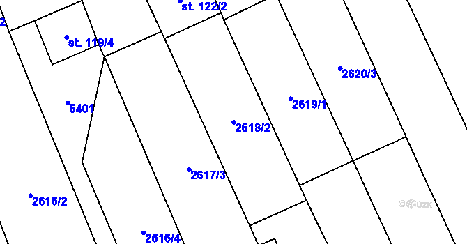 Parcela st. 2618/2 v KÚ Břeclav, Katastrální mapa