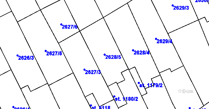 Parcela st. 2628/5 v KÚ Břeclav, Katastrální mapa