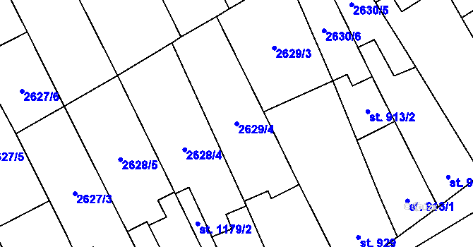 Parcela st. 2629/4 v KÚ Břeclav, Katastrální mapa