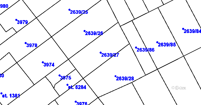 Parcela st. 2639/27 v KÚ Břeclav, Katastrální mapa
