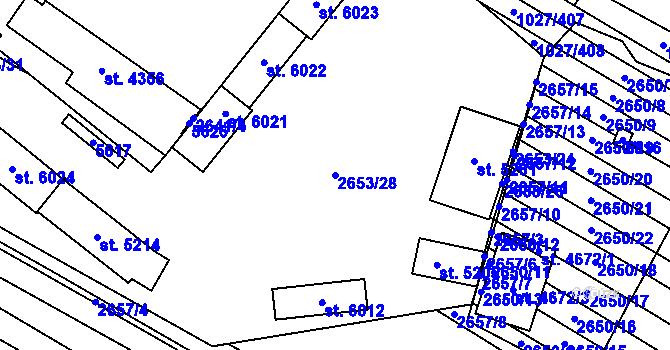 Parcela st. 2653/28 v KÚ Břeclav, Katastrální mapa