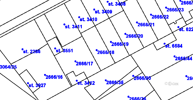 Parcela st. 2666/18 v KÚ Břeclav, Katastrální mapa