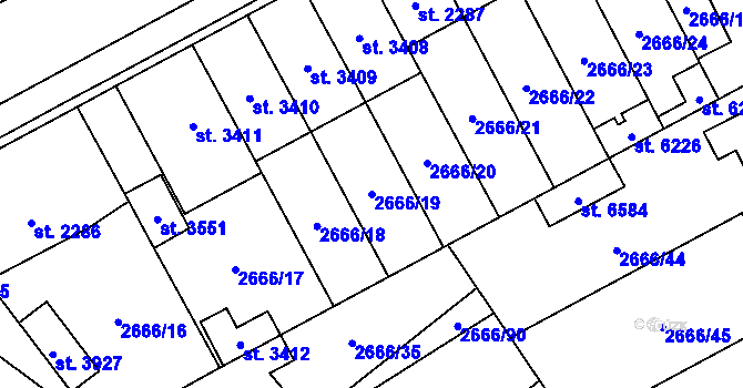 Parcela st. 2666/19 v KÚ Břeclav, Katastrální mapa