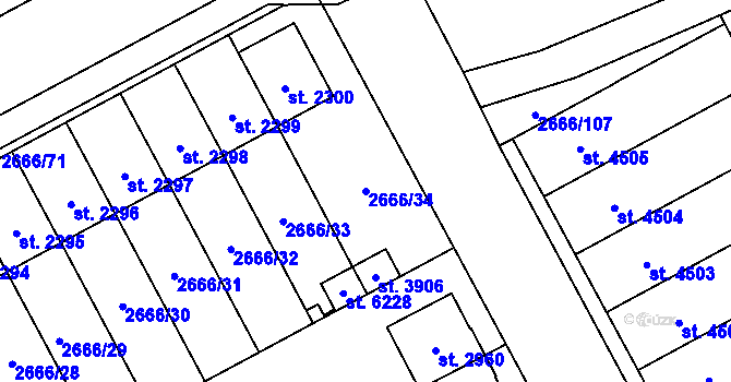 Parcela st. 2666/34 v KÚ Břeclav, Katastrální mapa
